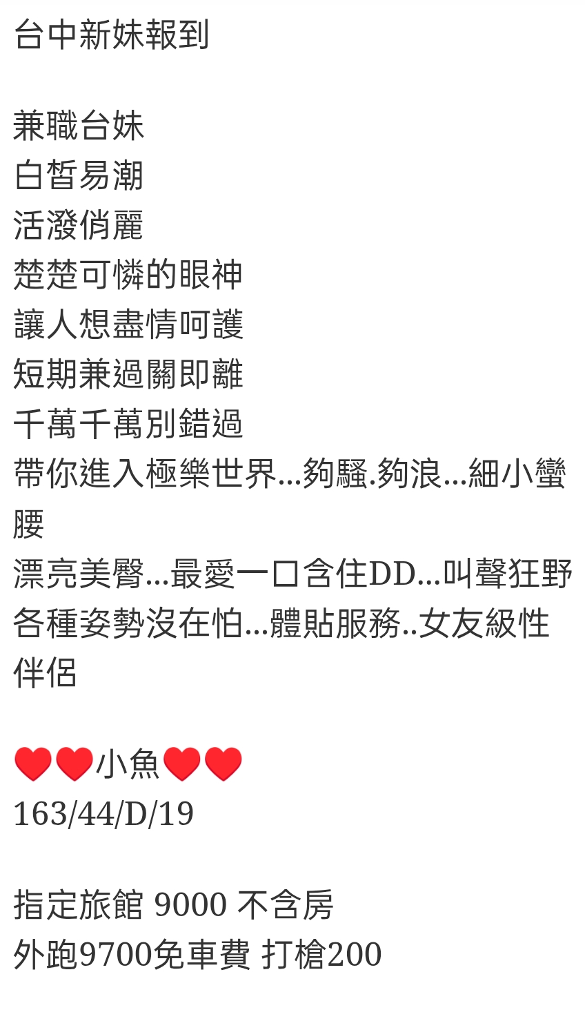 🇹🇼台中北區定點台妹/可外約 小魚